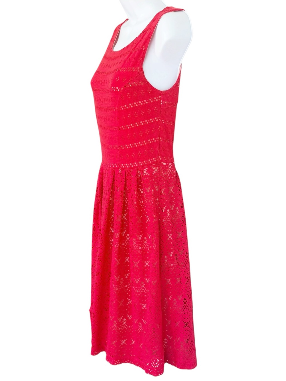 ANTHROPOLOGIE Postmark Sunstream Red Eyelet Fit Flare Mini Dress XS - Picture 3 of 12